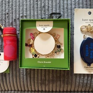 Kate Spade x Target charm bracelet, coin, purse, and lipstick holding bag charm
